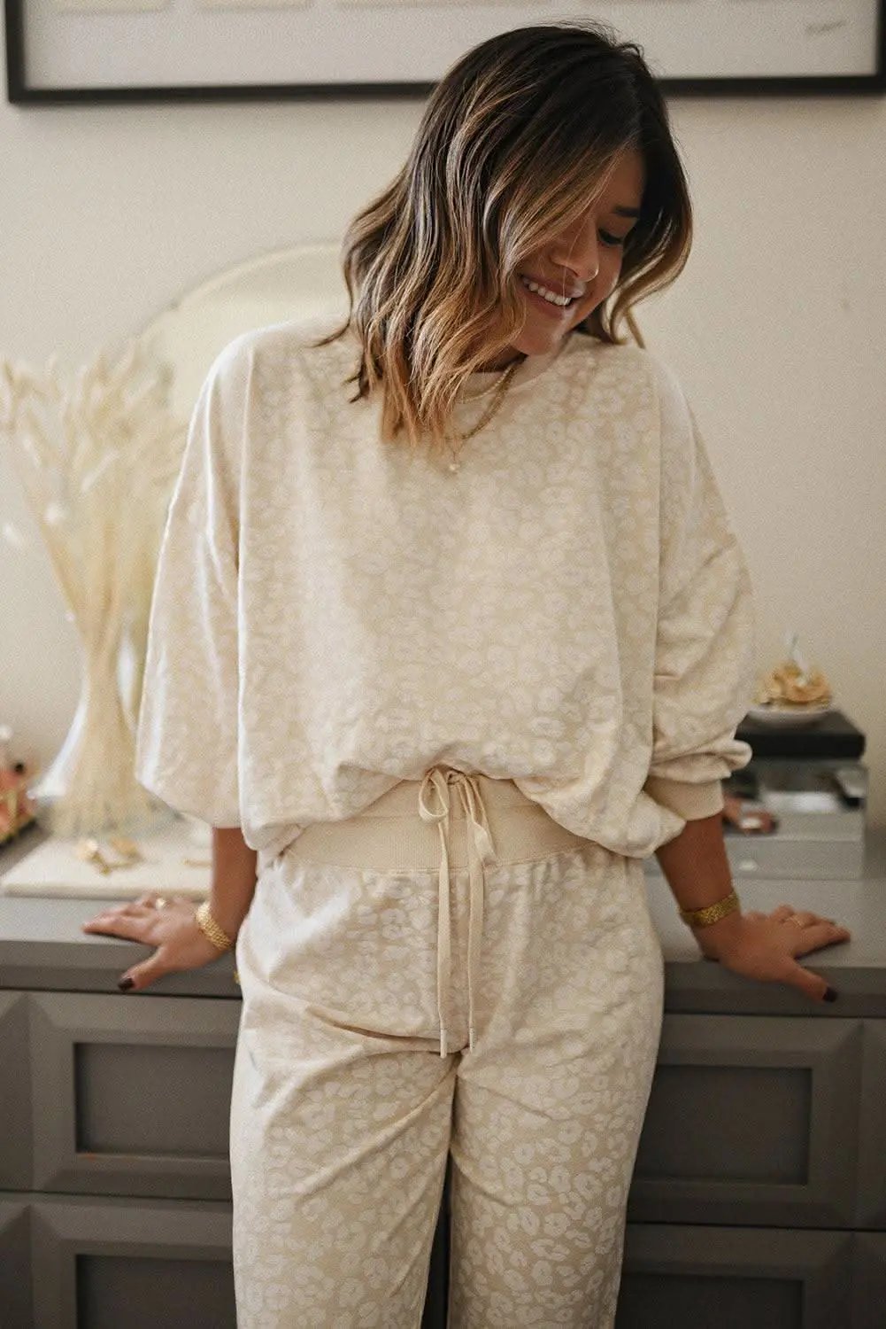 Cozy cheetah print loungewear set - Love Salve